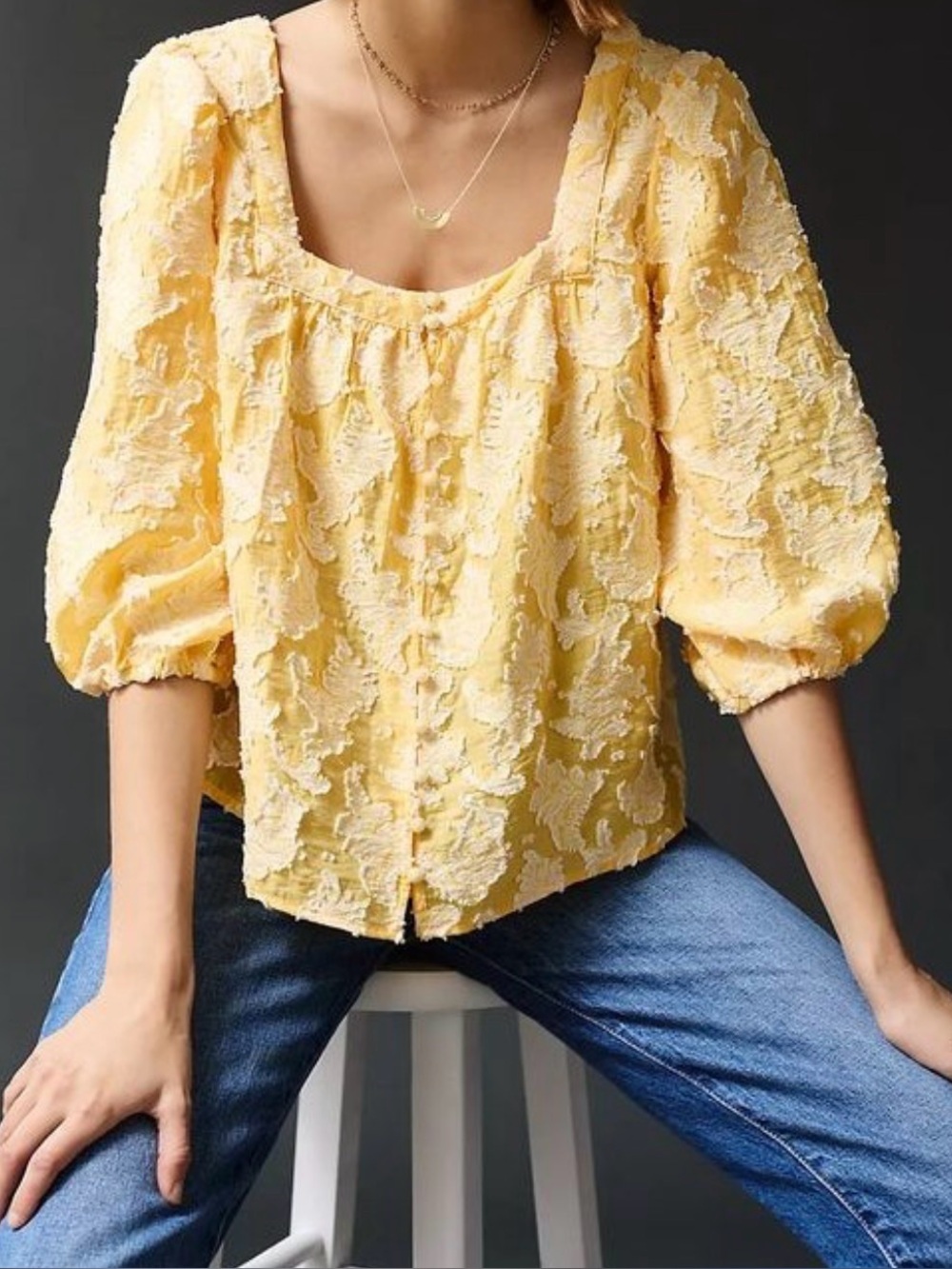 Anthropologie Yellow Tectured Blouse